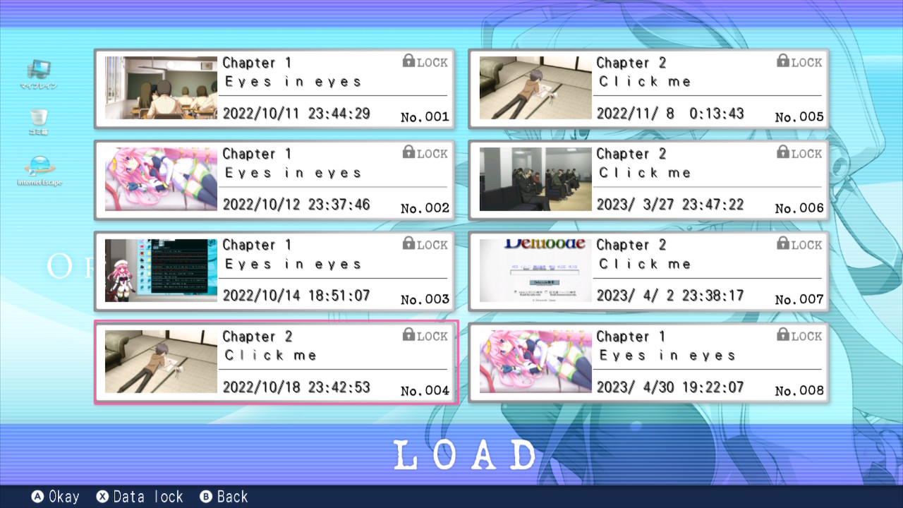 A screenshot showing in-game save data beginning in October 2022, continuing in March 2023 after a break