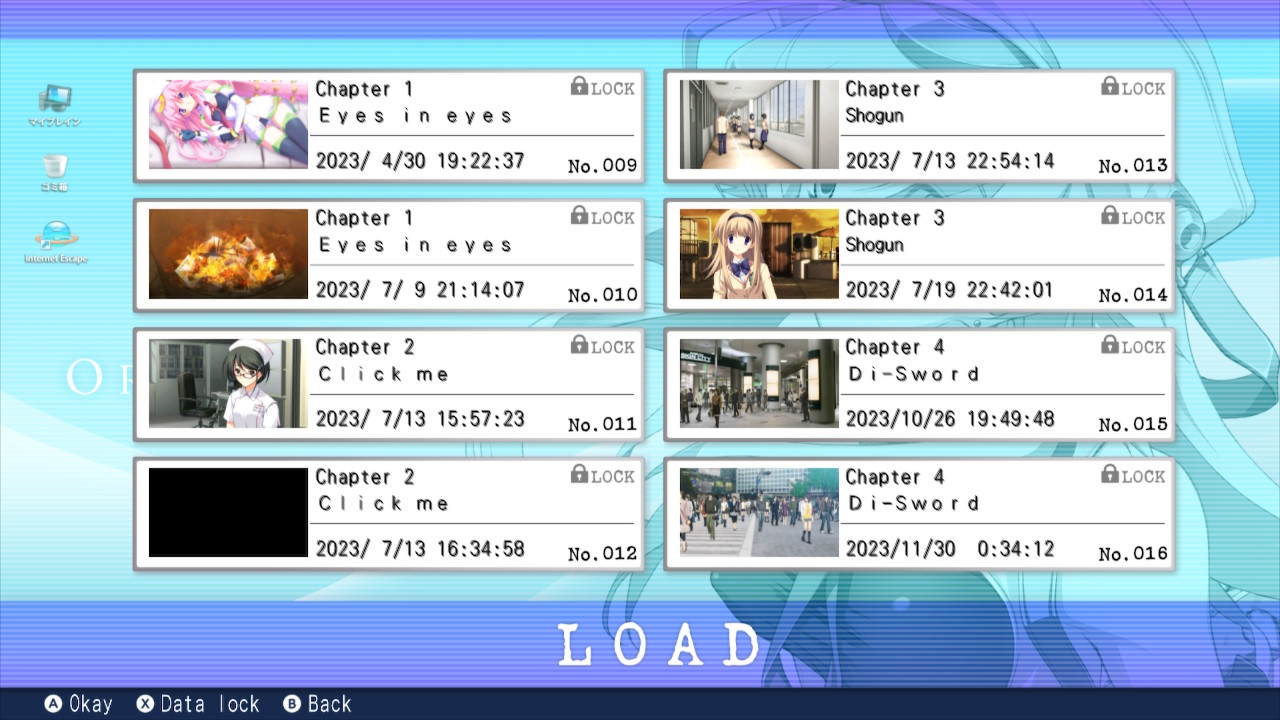 A screenshot showing in-game save data from April 2023, then July 2023 and finally October 2023